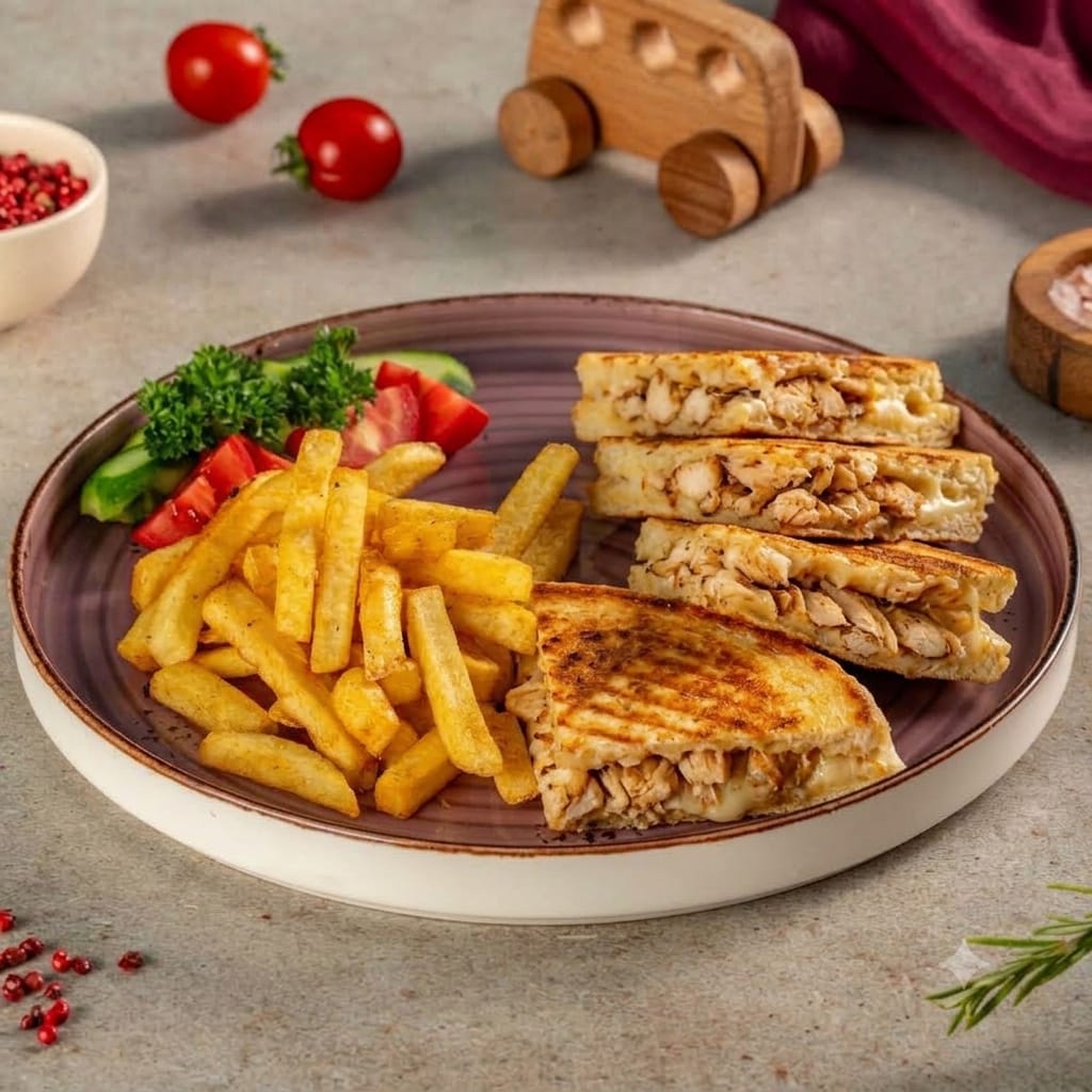 Bazlama Ekmeğinde Tavuklu Tost
